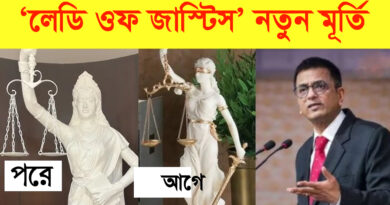 lady of justice new statue: আইনের চোখ আর বাঁধা নয়, তরোয়ালের জায়গায় সংবিধান, সুপ্রিম কোর্টে বসল ‘লেডি অব জাস্টিস’-র নতুন মূর্তি